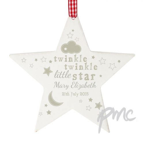 Personalised Twinkle Twinkle Wooden Star Decoration