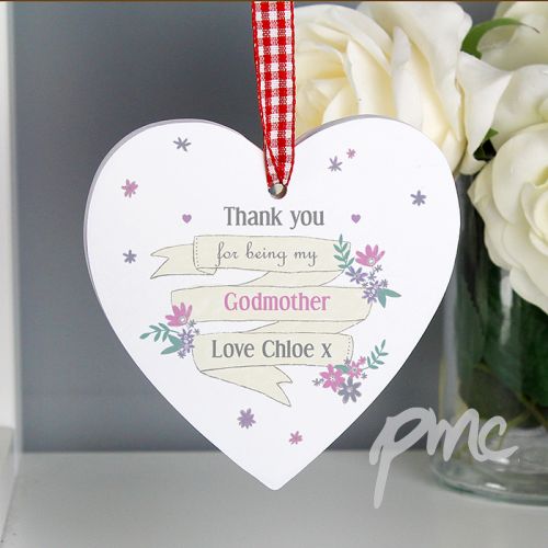 Personalised Garden Bloom Wooden Heart Decoration