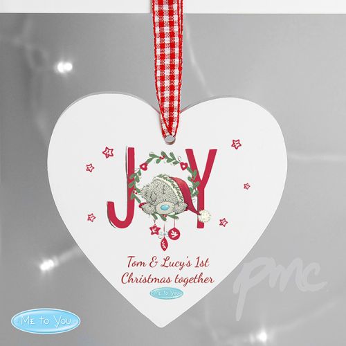 Personalised MeTo You JOY Wooden Heart Decoration