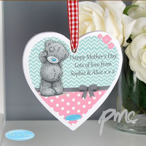 Personalised Me To You Pastel Polka Dot for Her Wooden Heart Decoration