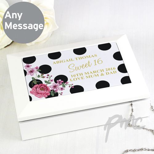 Personalised Floral Dot Jewellery Box