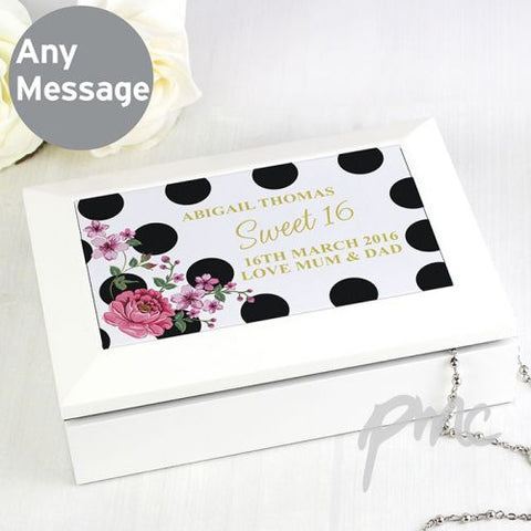 Personalised Floral Dot Jewellery Box