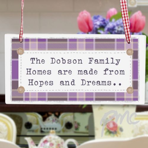 Personalised Purple Tartan Wooden Sign