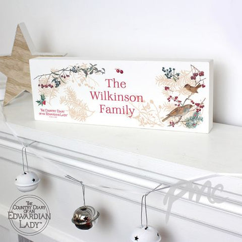 Personalised Country Diary Midwinter Wooden Block Sign