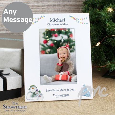 Personalised The Snowman and the Snowdog White 4x6 Photo Frame
