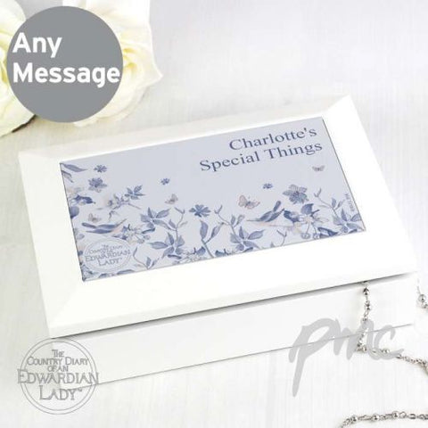 Personalised Country Diary Blue Blossom Jewellery Box