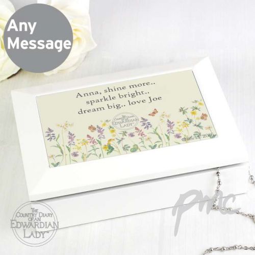 Personalised Country Diary Wild Flowers Wooden Jewellery Box