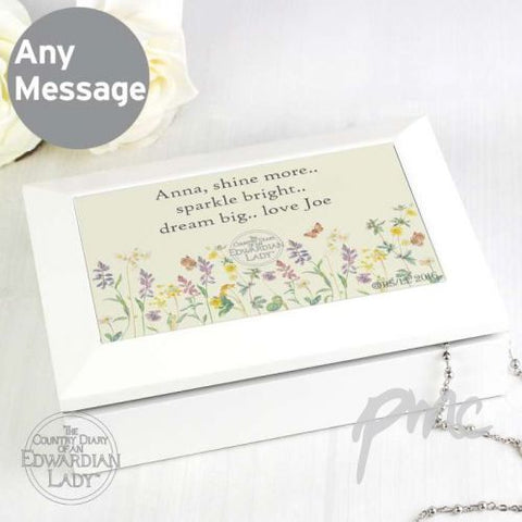 Personalised Country Diary Wild Flowers Wooden Jewellery Box