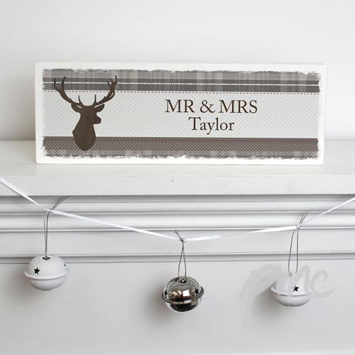 Personalised Highland Stag Wooden Block Sign
