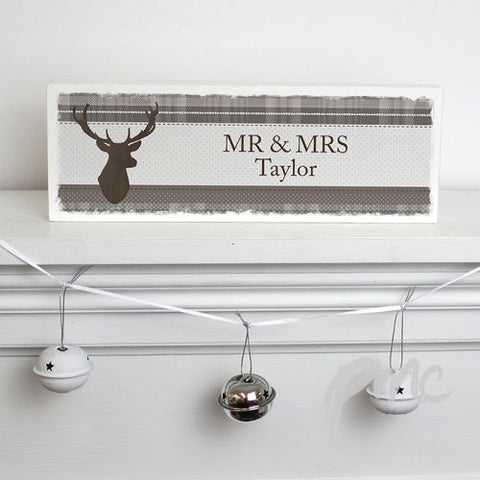 Personalised Highland Stag Wooden Block Sign
