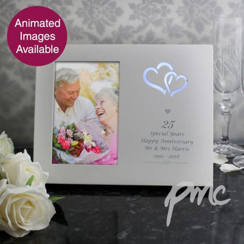 Personalised Silver Hearts 4x6 Light Up Frame