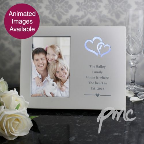 Personalised Hearts Any Message 4x6 Light Up Frame