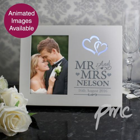 Personalised Hearts Mr & Mrs 4x6 Light Up Frame