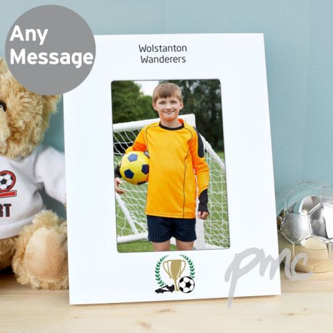 Personalised Football 4x6 White Wooden Photo Frame