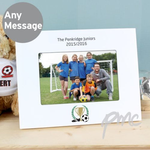 Personalised Football 6x4 White Wooden Photo Frame