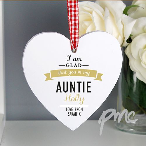 Personalised I Am Glad... Wooden Heart Decoration