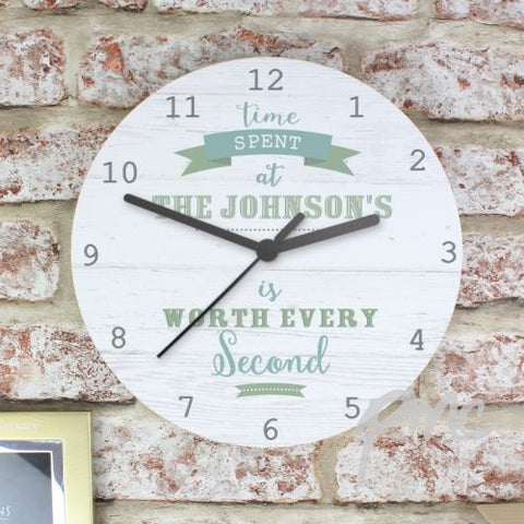 Personalised Time Spent Shabby Chic Large Wooden Clock