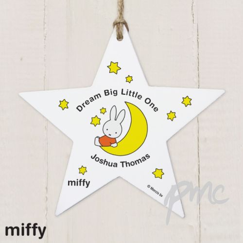 Personalised Miffy Moon & Stars Wooden Star Decoration