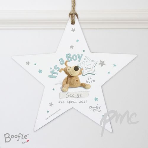 Personalised Boofle Its a Boy Wooden Star Decoration