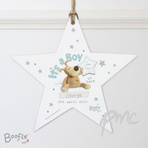 Personalised Boofle Its a Boy Wooden Star Decoration