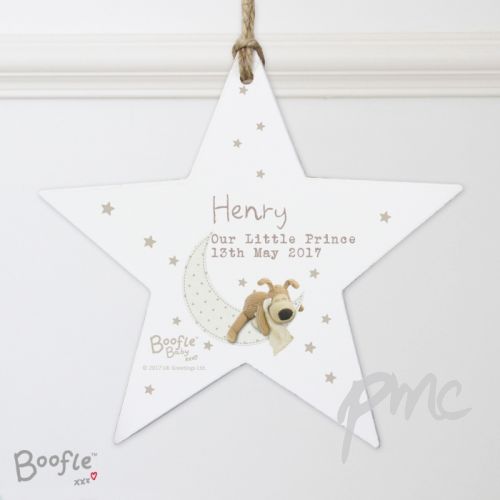 Personalised Boofle Baby Wooden Star Decoration