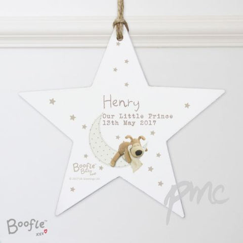 Personalised Boofle Baby Wooden Star Decoration