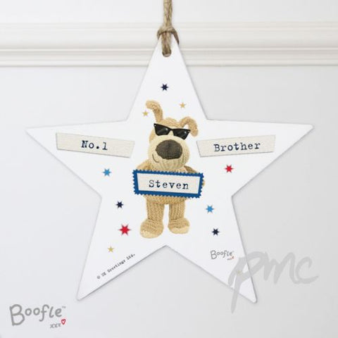 Personalised Boofle Stars Wooden Star Decoration