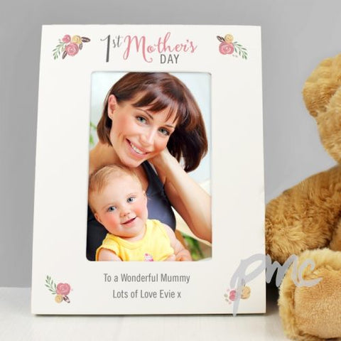 Personalised Floral Bouquet 1st Mothers Day 4x6 Photo Frame