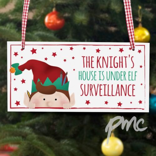Personalised Christmas Elf Wooden Sign