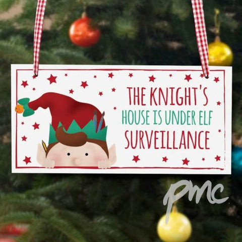 Personalised Christmas Elf Wooden Sign