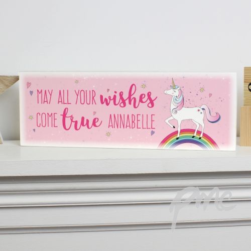 Personalised Unicorn Wooden Block Sign