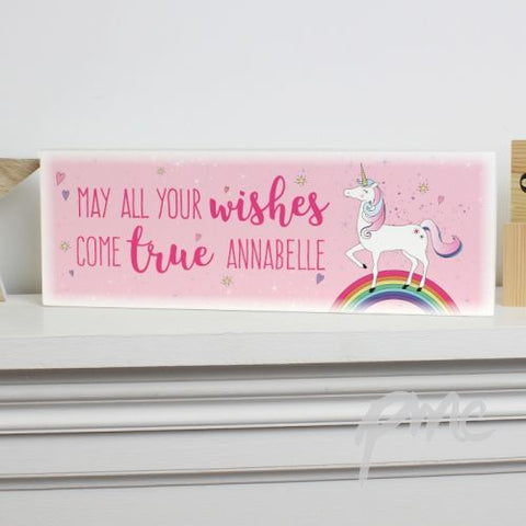 Personalised Unicorn Wooden Block Sign