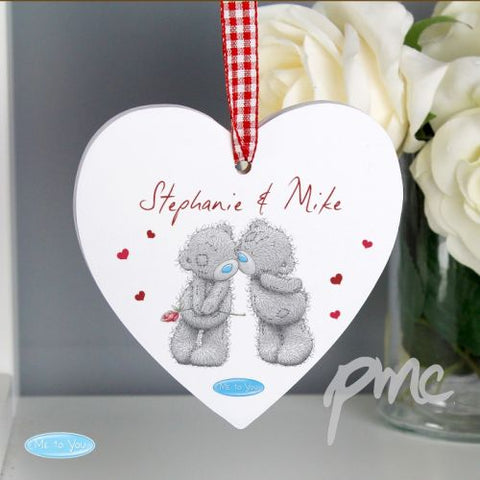 Personalised Me to You Couples Wooden Heart Decoration