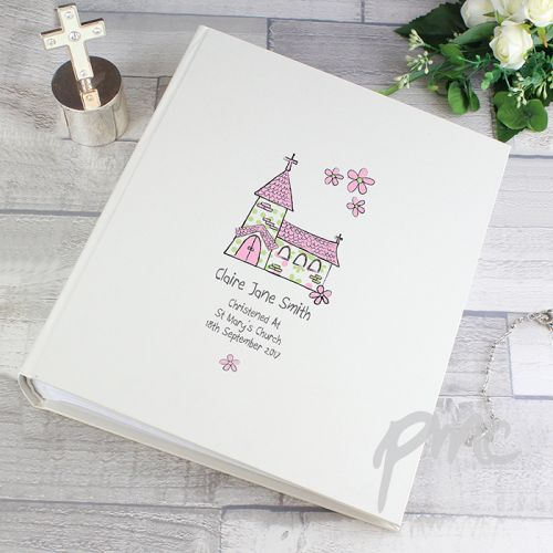 Personalised Whimsical Pink Church Album with Sleeves