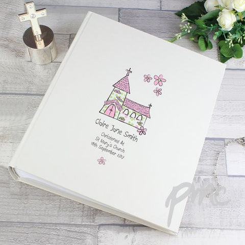 Personalised Whimsical Pink Church Album with Sleeves