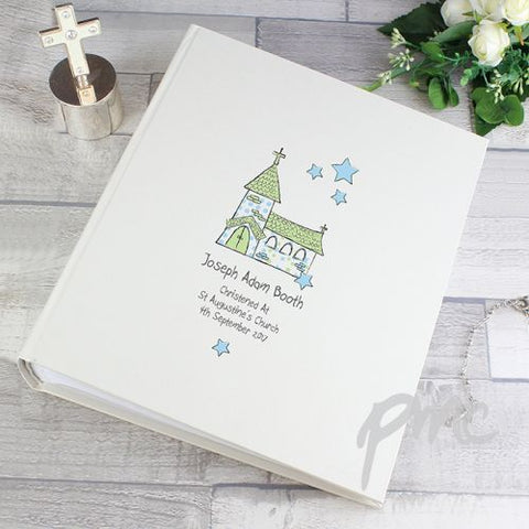 Personalised Whimsical Blue Church Album with Sleeves
