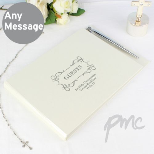 Personalised Hardback Guest Book & Pen Swirl Design
