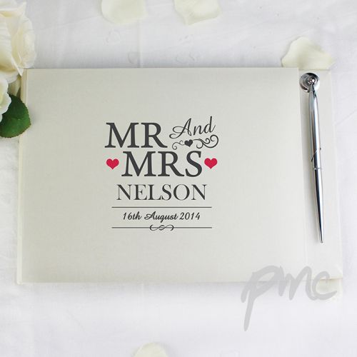 Personalised Mr & Mrs Guest Book & Pen