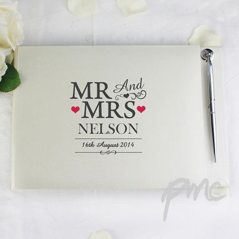 Personalised Mr & Mrs Guest Book & Pen