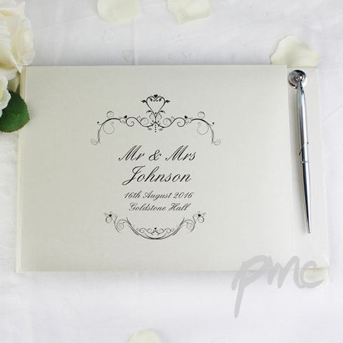 Personalised Ornate Swirl Guest Book & Pen