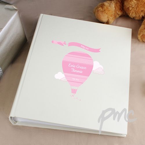 Personalised Up & Away Baby Girl Album with Sleeves