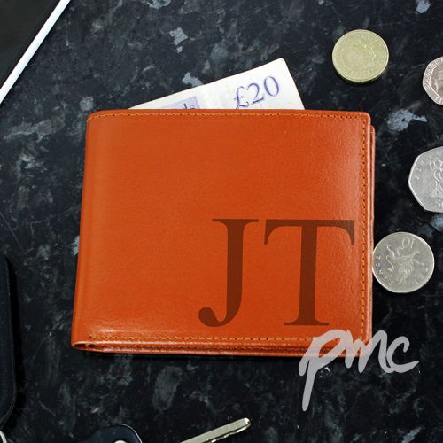 Personalised Big Initials Tan Leather Wallet