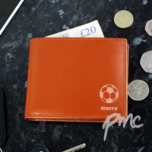 Personalised Football Tan Leather Wallet