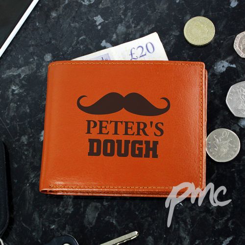Personalised Moustache Tan Leather Wallet