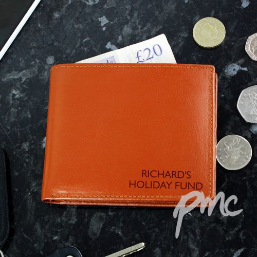 Personalised Message Tan Leather Wallet
