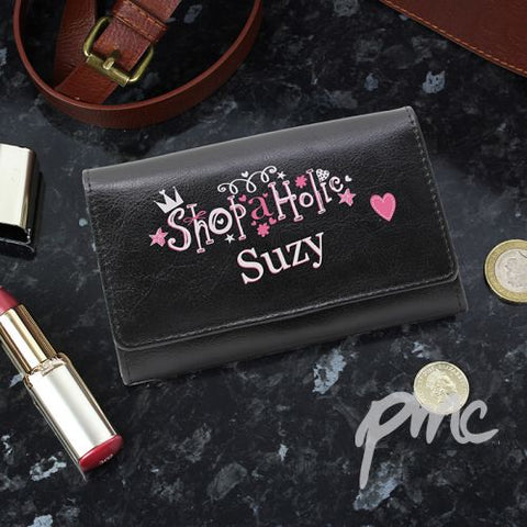 Personalised Black Shopaholic Purse
