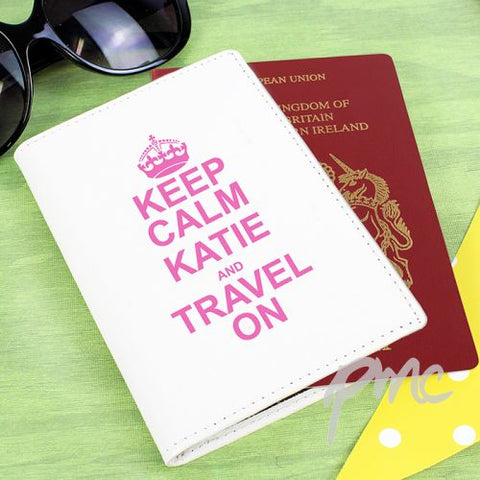 Personalised Keep Calm Cream Passport Holder