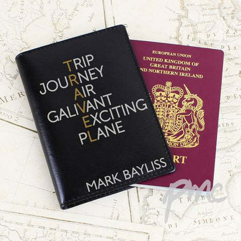 Personalised Travel Black Passport Holder