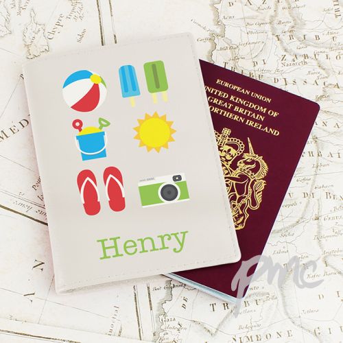 Personalised Bright Travel Cream Passport Holder