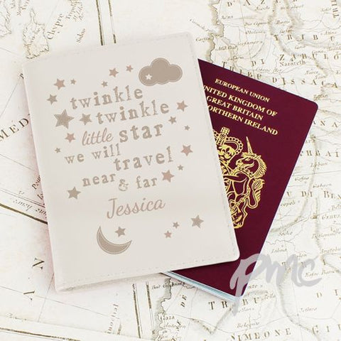 Personalised Twinkle Twinkle Cream Passport Holder